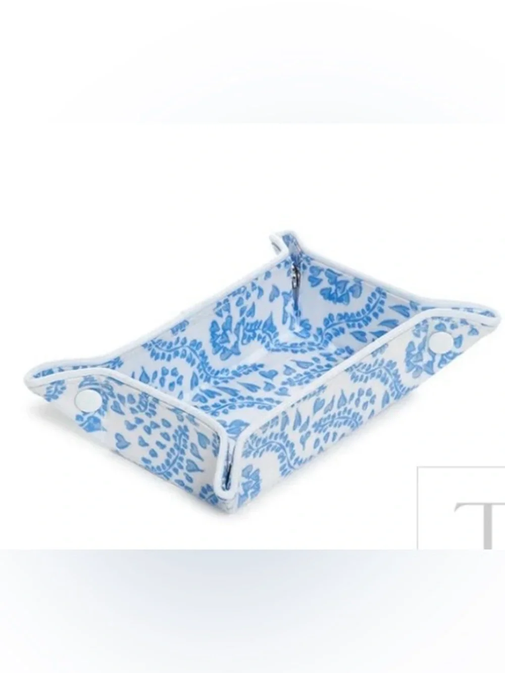 Blue Floral Patterned Fabric Catchall Tray